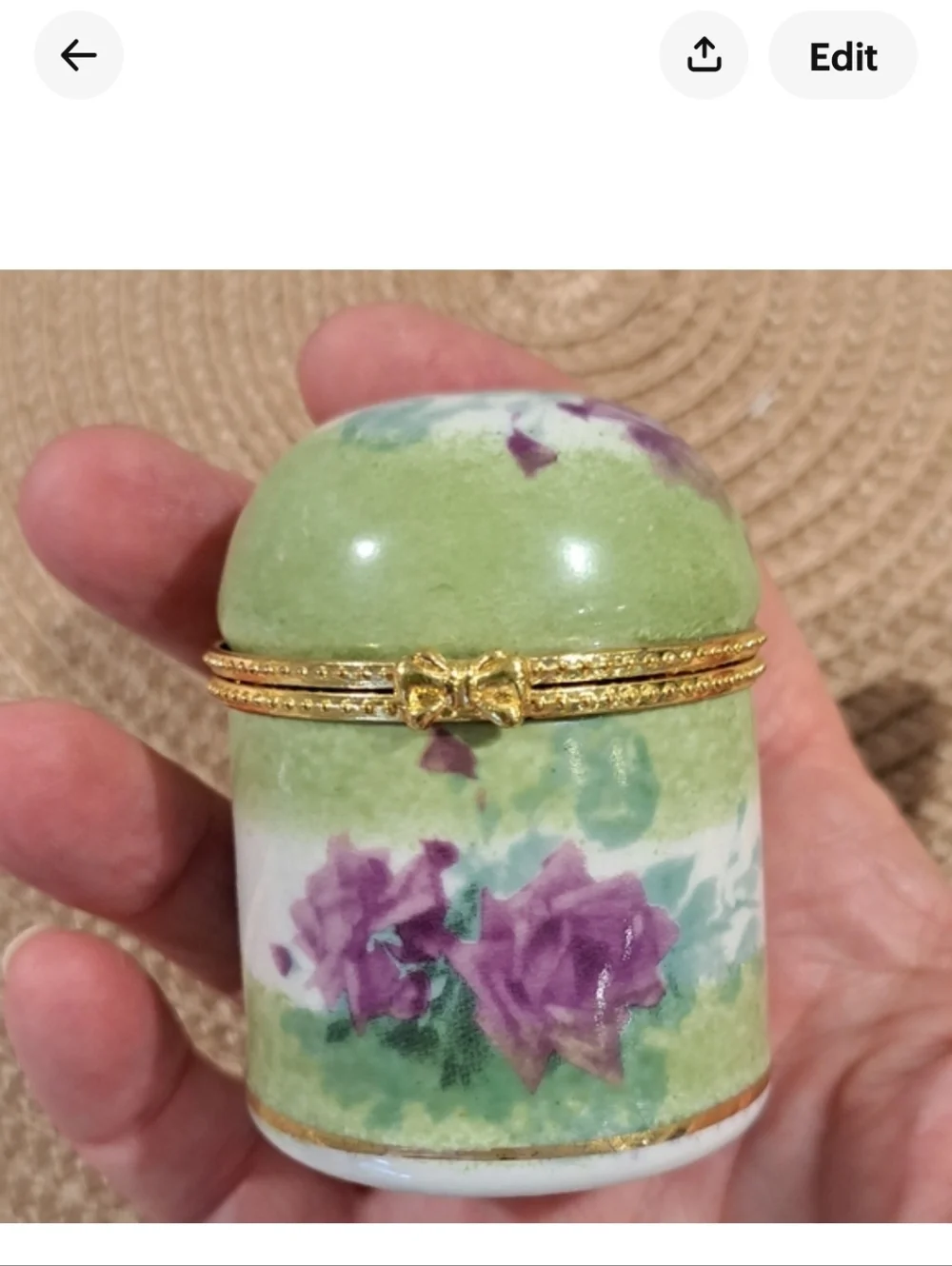 Porcelain Roses Stamp Box - Picture 3 of 5